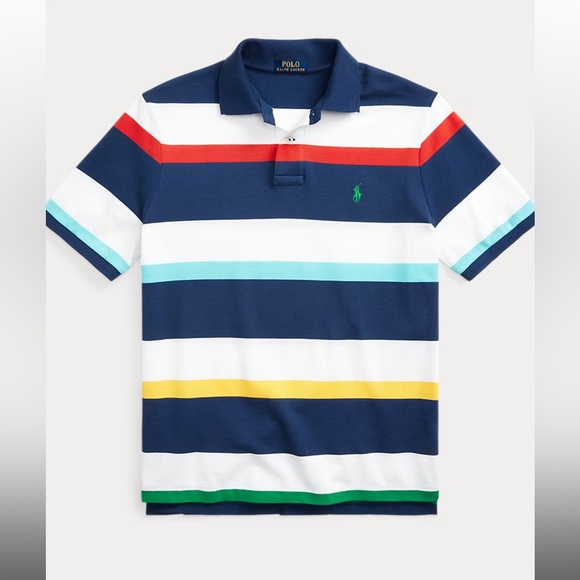 Polo Ralph Lauren Other - Polo Ralph Lauren Classic Fit Striped Mesh‎ Polo Shirt Vacation Blue Multi XL